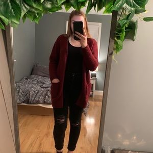 Wine red cardigan